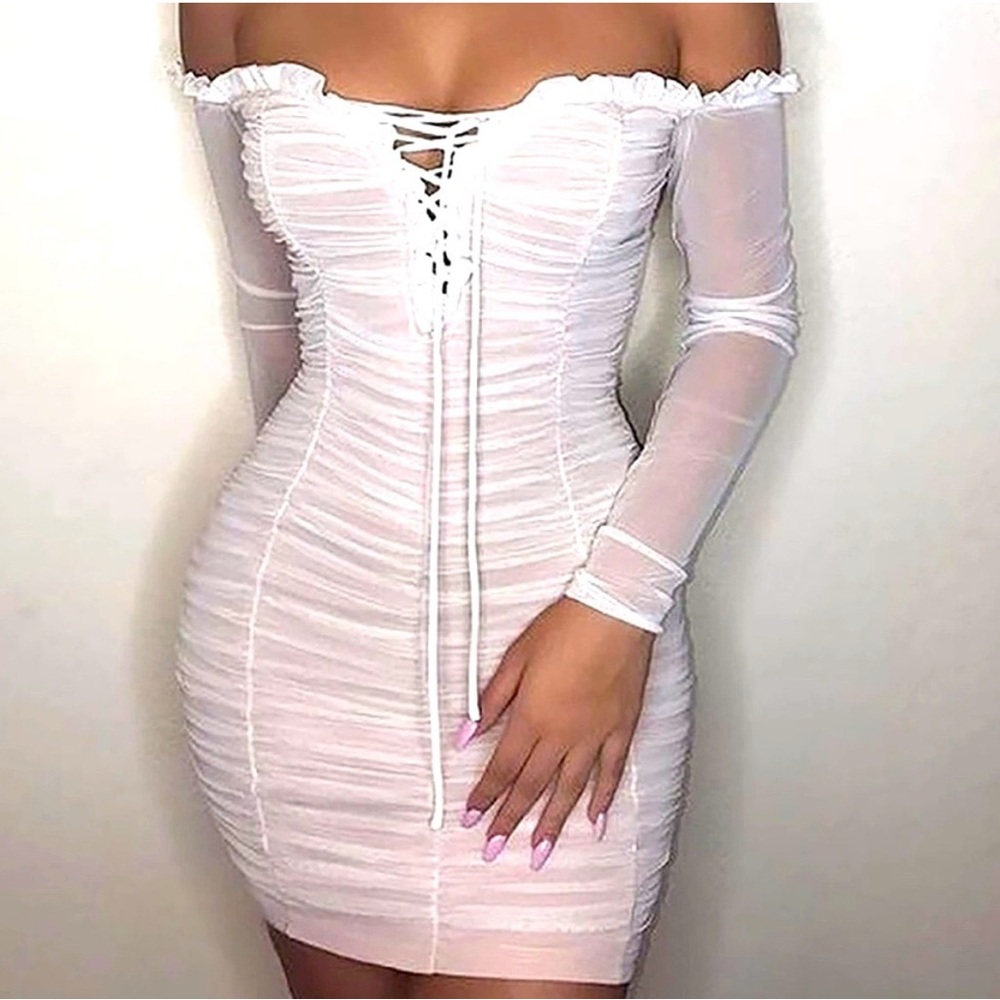 Fashion Nova Off-Shoulder White Dress